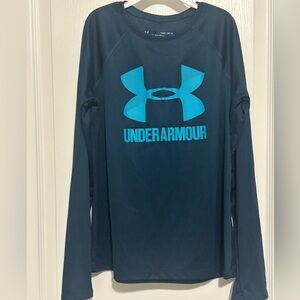 Navy blue Under Armour girls long sleeve heat gear shirt size medium